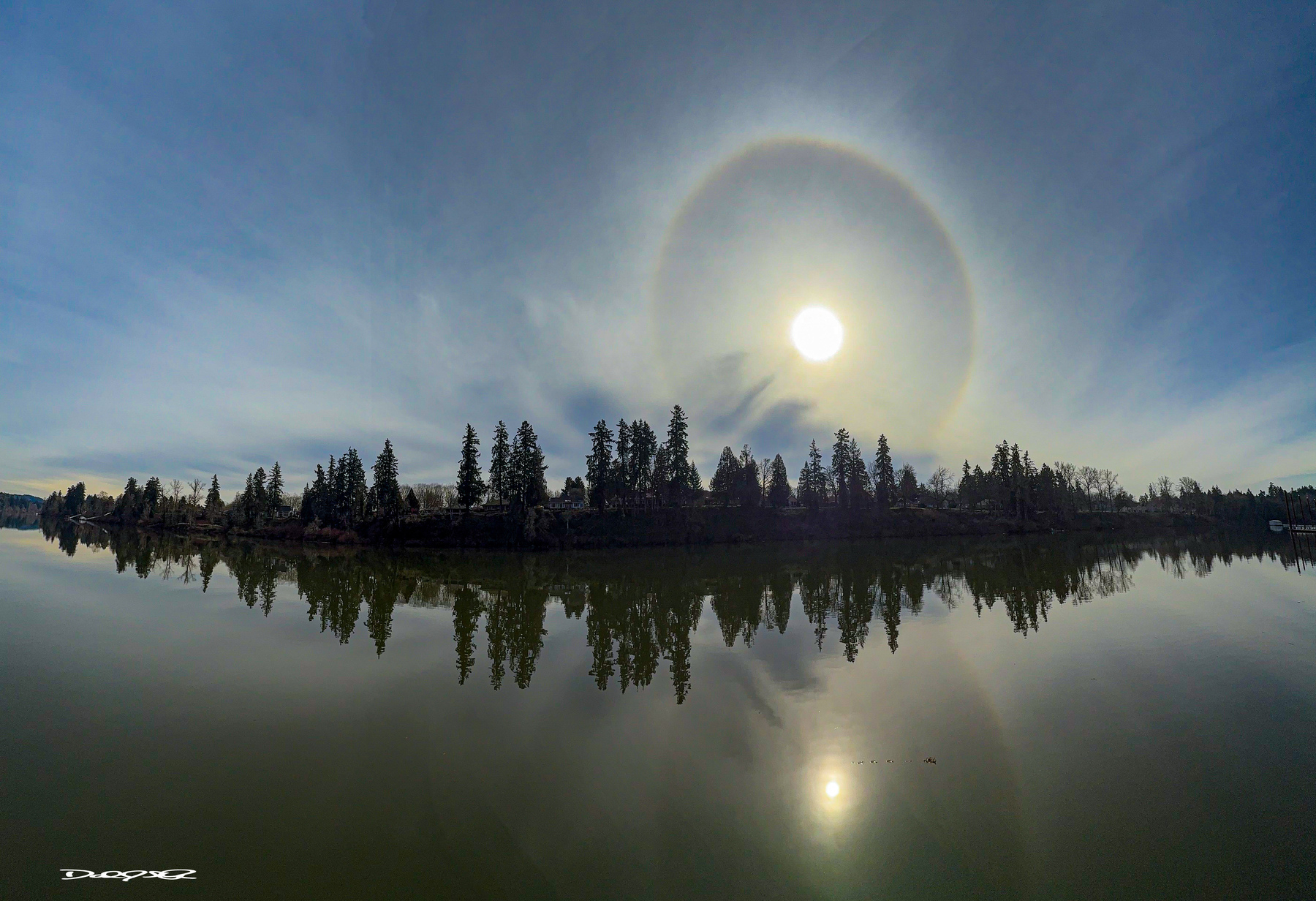 A full circle Sun Dog over the Willamette River 